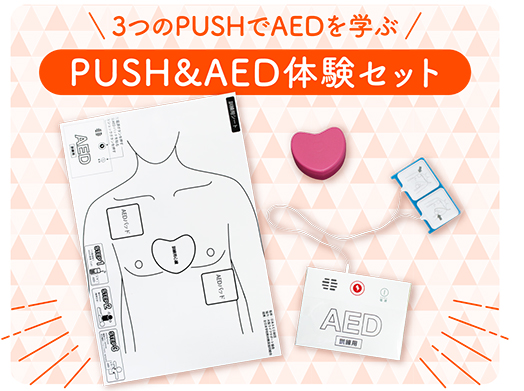 3つのPUSHでAEDを学ぶ本格的トレーニングキット「PUSH&AED体験セット